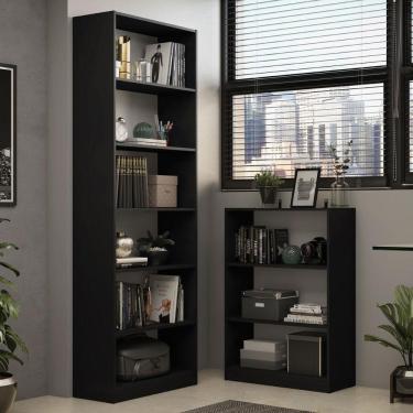 Imagem de Kit Estante Livreiro 6908 e Estante Livreiro 6907 Preto