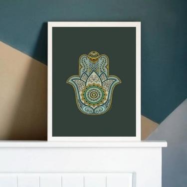 Imagem de Quadro Místico Mão Indiana 45X34Cm - Madeira Branca