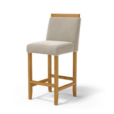 Imagem de Banqueta Eloá Madeira Maciça Assento Estofado Para Bancada