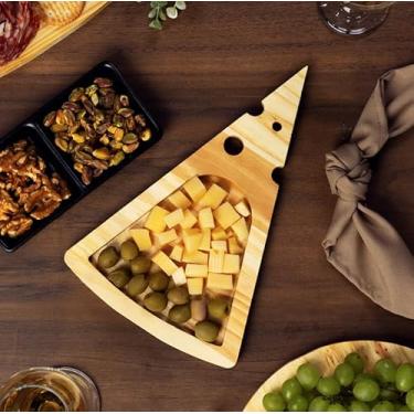 Imagem de Petisqueira Madeira Formato Fatia Para Servir Mesa Petiscos Frios Salgados 30cm