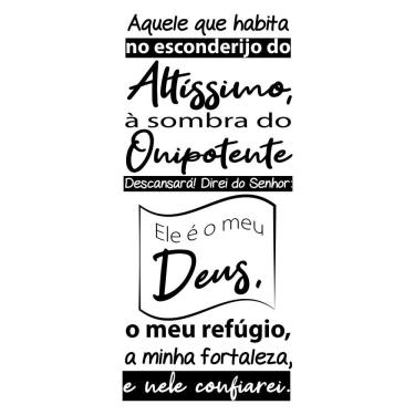 Imagem de Adesivo Papel Parede Quarto Sala Oração Salmo 91 Preta