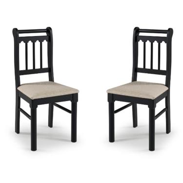 Imagem de Kit 2 Cadeiras Em Madeira Maciça Mv Outlet Preto