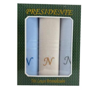 Imagem de Lenços Com Letras Presidente De Bolso 41cm 100 Algodão 3 Unidades, N