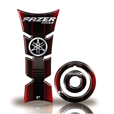 Imagem de Kit Protetor De Tanque E Bocal Moto Yamaha Fazer 150 Diapasão Vermelho Fazer Vermelho