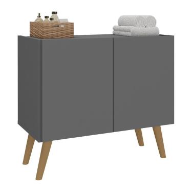 Imagem de Gabinete Armário De Banheiro 62,5cm Retrô 2 Portas Multimóveis Mp5045 Grafite/natural Grafite/natural