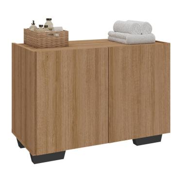 Imagem de Gabinete Armário De Banheiro 62,5cm 2 Portas Com Pés Multimóveis Mp5046 Rustic/preto Rustic/preto