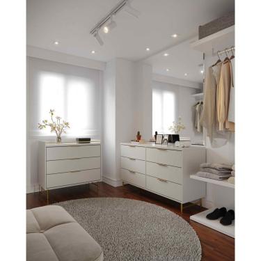 Imagem de Cômoda Yves Com Pés Metalizados Em Aço Carbono 1.35 Off- White Fosco/ Dourado