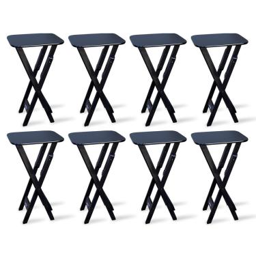 Imagem de Kit 8 Mesas Bistrã? Dobrã?vel Madeira Padrã?o Preto? Cor: Preto