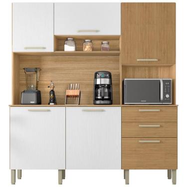Imagem de Armário De Cozinha Kit 6 Portas Ferrara Kits Paraná Freijó Supremo Ripado