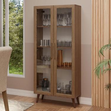 Imagem de Cristaleira 70 Cm 2 Portas De Vidro Com Pés Cônicos Rustic/marrom Madesa Rustic/marrom