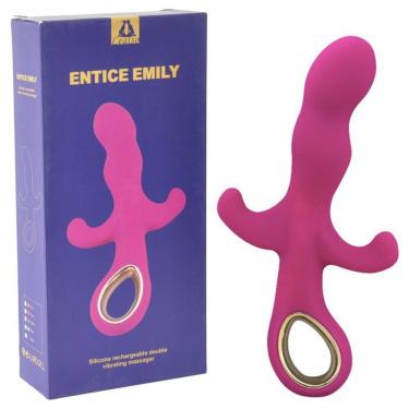 Imagem de Vibrador De Luxo Recarregável Tripla Estimulação Com Puxador De Metal - Entice Emily - Magenta