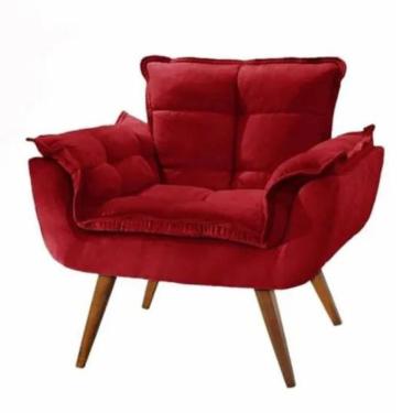 Imagem de Poltrona Decorativa Opala Escritório Recepção Sala Pé Palito Suede Veludo Vermelha - Fábrica 1 Móveis
