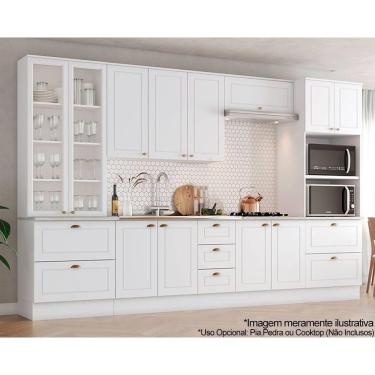 Imagem de Cozinha Completa Americana 7 Peças C5p66 11 Portas 4 Gavetas MDF 221cm Branco