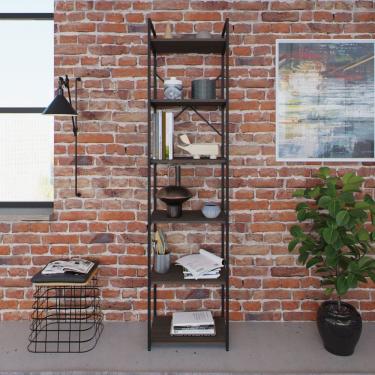 Imagem de Estante Alta Com 6 Prateleiras 185x45x33cm Yon Terracota-preto