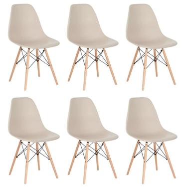Imagem de Conjunto 6 Cadeiras Para Sala De Jantar Eames Eiffel Dkr Nude