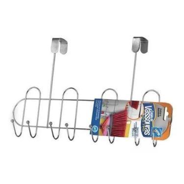 Imagem de Porta Vassoura 8 Ganchos Cromado Para Porta 1022 Arthi