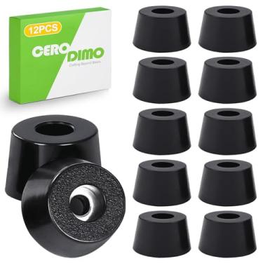 Imagem de CeroDimo 12 Pés De Borracha Para Tábua Corte, Protetores Antiderrapantes Com Parafusos Aço Inoxidável Móveis, Eletrônicos E Muito Mais (13/16" X 3/8")