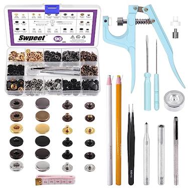 Imagem de Swpeet 90 Conjuntos De Fechos Pressão Couro 12,5 Mm E Alicates, Ferramentas Instalação Por Com Kit Fixação 4 Peças, Botões Metal Para Roupas, Jaquetas Jeans