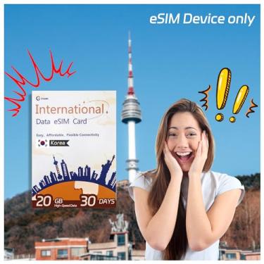 Imagem de gtesim Coreia Esim: Dados De Alta Velocidade 4G/5G 20 Gb Por 30 Dias, Viagens Para Seul, Busan, Ilha Jeju E Muito Mais, Suporte A Hotspot, Sem Contrato, Cartão Sim
