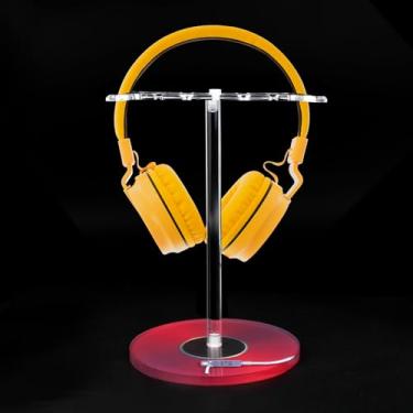 Imagem de BVANQ Suporte De Acrílico Transparente Para Fones Ouvido Airpods Max/Gaming (Hyperx/Xbox) - Universal Sony, Bose, Beats E Sem Fio, Organizador Compacto (Red Record/Lp)
