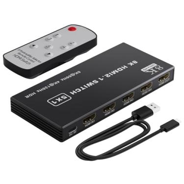 Imagem de TaiLaiEra Switch Hdmi 8K A 60Hz 5 Em 1 Saída De Alumínio Com Suporte Para 4K 120Hz Hdr + Hdcp 2.3 Cec 2.1 Switcher Splitter Adaptador Energia Compatível Ps5/4/3 Xbox Nintendo Roku Apple Tv Fire Stic