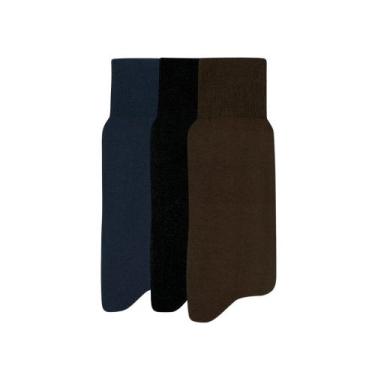 Imagem de Kit 3 Pares De Meia Mash Social Cano Longo Lisa 100% Algodão, Sortido,