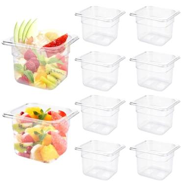 Imagem de LDHHYH Pacote Com 10 Panelas De Plástico Transparente Tamanho 1/6, 4" Profundidade, Policarbonato, Empilháveis, Para Restaurantes, Hotéis E Frutas, Vegetais Milho - Capacidade 1,58 Litro