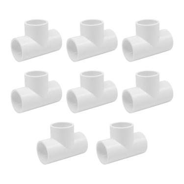 Imagem de HayEastdor 8 peças Adaptador de acoplamento de tubo de PVC de 3/10.2 cm, conectores de soquete x soquete de 3 vias para irrigador, sistema de irrigação por gotejamento, extensão de tubos HE064-3/4