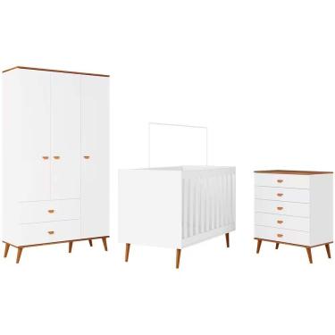 Imagem de Guarda Roupa Infantil Ternura Com 3 Portas 2 Gavetas Bartira Branco