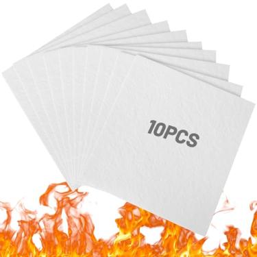 Imagem de 10 peças de papel de fibra cerâmica, 28 x 30,5 x 1/20.3 cm, papel retangular de fibra cerâmica de temperatura, papel de vedação de isolamento branco à prova de fogo para forno de micro-ondas para