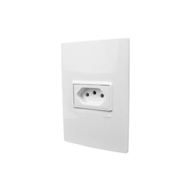 Imagem de Conjunto Espelho 4X2 com 1 Tomada 10A 250V Horizontal Com Suporte Linh