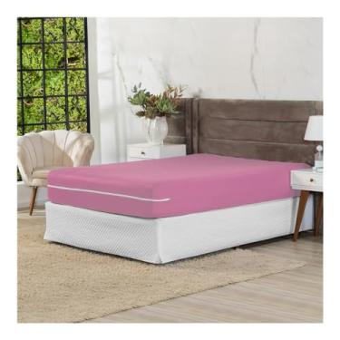 Imagem de Capa de Colchão Casal Padrão em Malha Gel Elasticada Com Zíper (Rosa)