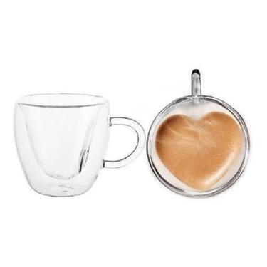 Imagem de Kit com 2 Xícaras Coração de Vidro Borossilicato Duplo 150ml da Haüskr