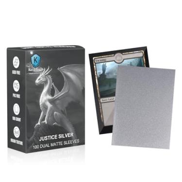Imagem de Justice Silver Dual Matte Card Sleeves, Katomula Card Sleeves for MTG, Standard Card Sleeve for MTG, PKM, Flesh & Blood