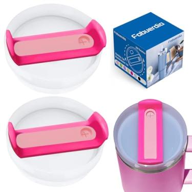 Imagem de Tampa de copo de substituição de 1,134 g compatível com Stanley Quencher, pacote com 2 capas transparentes à prova de derramamento para acessórios Stanley Cup (opaline-rosa-choque)