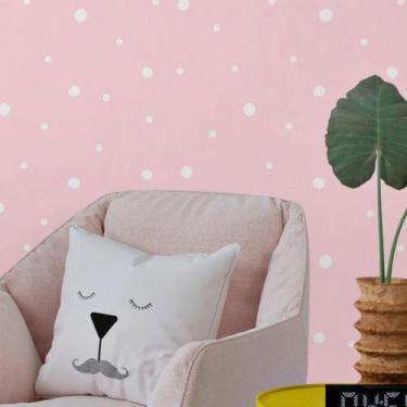 Imagem de Papel De Parede Adesivo Bolinhas Poá Rosa N017062 0,58X3M - Adesivo BR