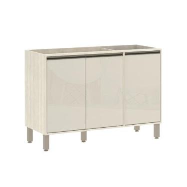 Imagem de Balcão de Pia sem Tampo para Cozinha 120cm 3 Portas de Abrir Linea Luc