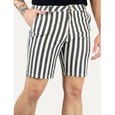 Imagem de Bermuda Reserva Masculina Listrada Off-White/Preta, 42