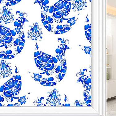 Imagem de Película de janela de privacidade de flores, textura de estilo floral, filme de vidro para sala de estar e escritório em casa, L90 x C 190 cm