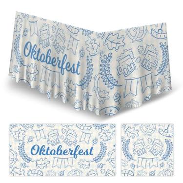 Imagem de Junliang Oktoberfest Saia de mesa de plástico para festa de carnaval de cerveja, decoração para homens e mulheres, festivais de cerveja alemães, férias, uso ao ar livre, interior, artigos de festa