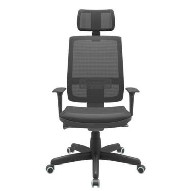 Imagem de Cadeira Office Brizza Tela Preta Com Encosto Assento Vinil Preto Autoc