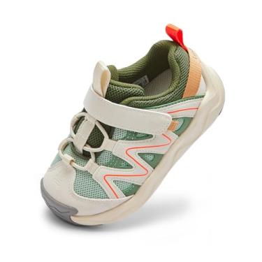 Imagem de Balabala Tênis infantil para meninos e meninas descalço respirável caminhada corrida tênis sem cadarço leve ao ar livre, Verde, 9 Toddler