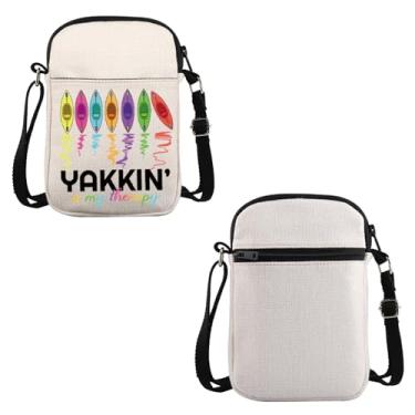 Imagem de VAMSII Bolsa tiracolo Kayak Lover Gift Yakkin' Is My Therapy, bolsa de viagem de caiaque, presente de caiaque, Yakkin is My Therapy C