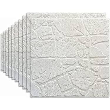 Imagem de Papel De Parede Autoadesivo De Tijolo Papel De Parede De Pedra Peel Stick Tijolo 3d Ardósia Pedra Efeito De Tijolo Papel De Parede Removível Fácil De Aplicar Adesivos De Parede Mura, B, 70 * 70 cm