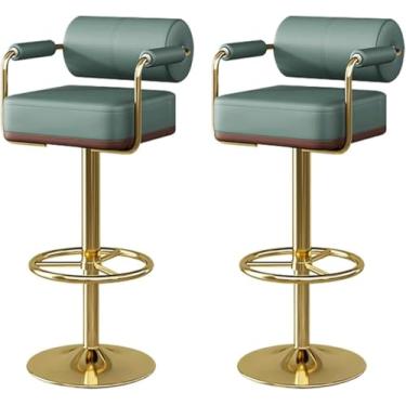 Imagem de Conjunto De 2 Bancos Br Altura Ajustável Nd 360° Rottion Br Bancos Com Bckrest Nd Footsrest Br Stools Modern, Orange, Gold feet