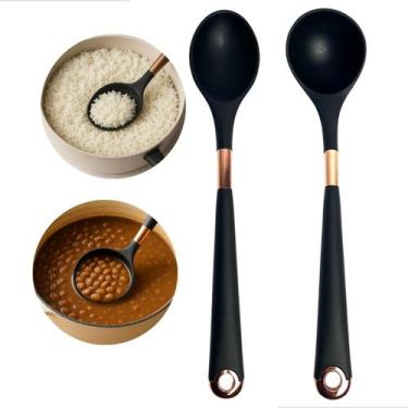 Imagem de Kit 2 Utensílios Cozinha Em Silicone Preto Detalhe Rose Gold Resistent
