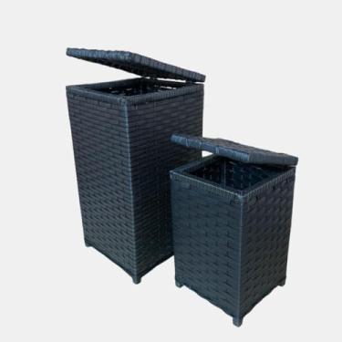 Imagem de Kit com 2 Cestos Organizadores Verticais para Roupa e Meia Suja Ideal para Lavanderia e Quarto de Bebe(Argila)