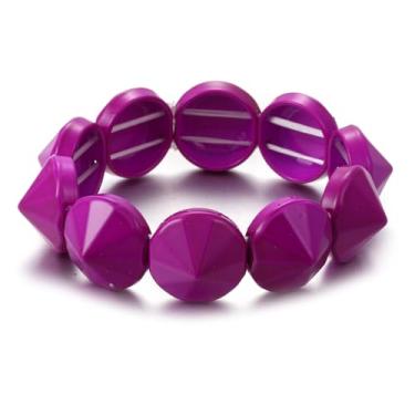 Imagem de Xanight Pulseira elástica Conus Spikes, pulseira elástica de festa hip hop, joias punk de metal para mulheres, pulseiras modernas estilo boho 19 mm, discos de liga metálica, cores neon, Medium, Zinco