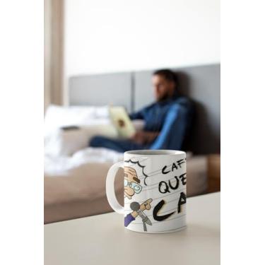 Imagem de Caneca de Café com Design Artístico em Quadrinhos, Cerâmica Branca, 325ml