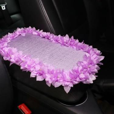 Imagem de MINGZAIQIPEI Capa de console central automotiva para console de carro capa de apoio de braço de renda, almofada de apoio de braço central automática macia e fofa para a maioria dos protetores de